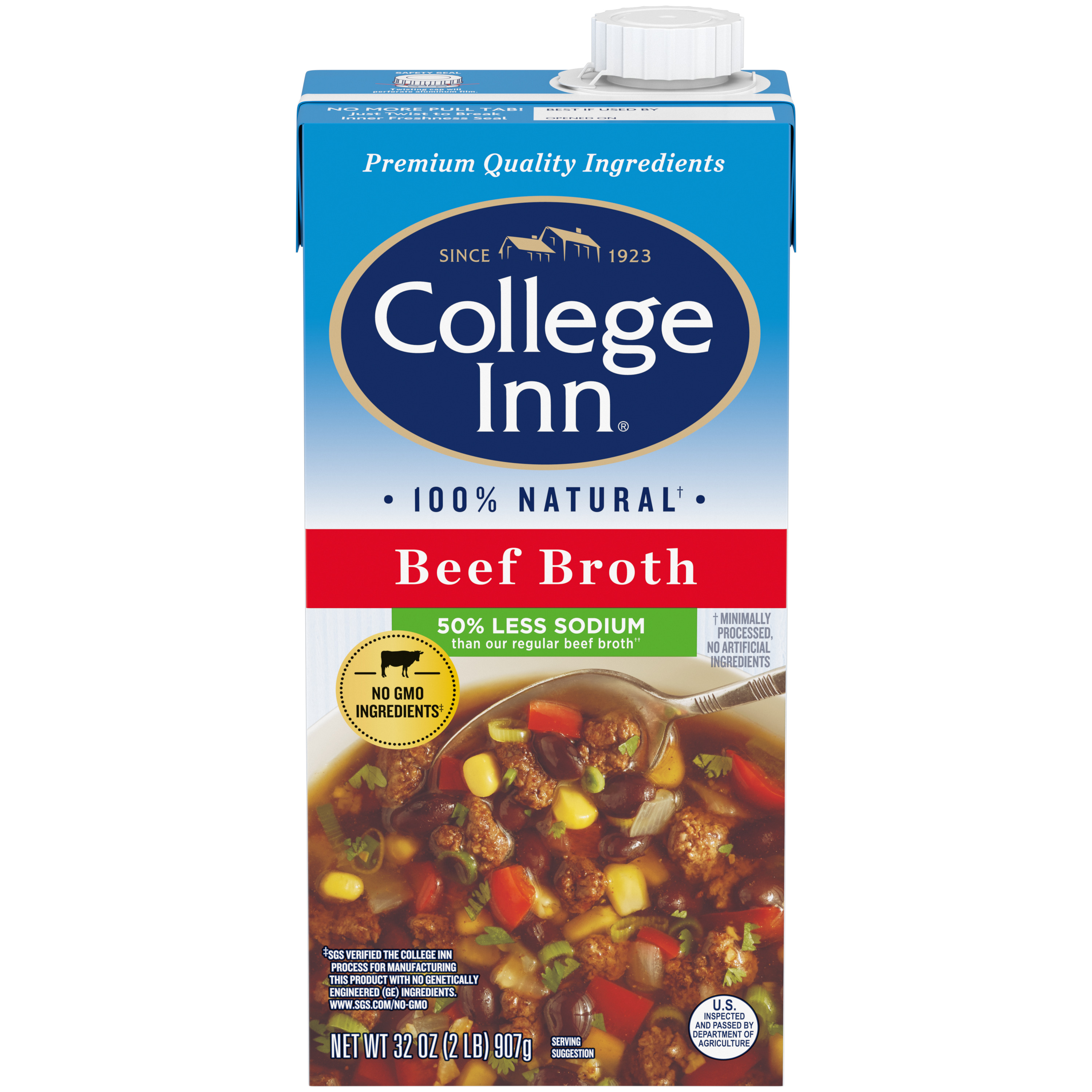 College Inn® Beef Broth 50 Less Sodium Aseptic Carton, 32oz Del